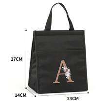 Bolsa térmica, bolsas de almuerzo portátiles, bolsa térmica aislada, bolsas Bento para comida, impresión de letras doradas, bolsas de hielo para almacenamiento de Picnic de viaje - A - Ver 13