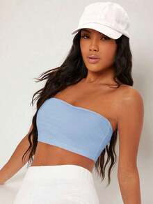 BASICS Top corto tubo sólido - Azul - Ver 1
