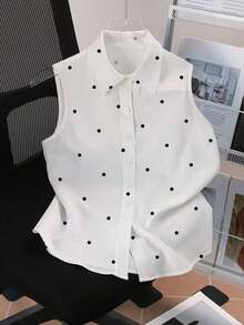 Blusa sin mangas para mujer, de verano, con diseño versátil y elegante, estampado digital de cerezas, imprescindible, alta tasa de devolución, vuelta al colegio, camisa sin mangas para damas - Blanco 3 - Ver 6