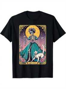 Camiseta unisex con diseño de calavera de gato y la frase "Mamá Gato Blanco", un excelente regalo para Navidad, Halloween o el Día de Acción de Gracias.Esta camiseta unisex está hecha de tela suave y cuenta con cómodas mangas cortas negras. - Negro - Ver 9