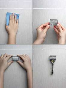 4 piezas Soporte de pared para rasuradora de baño | Ganchos autoadhesivos | Puede sostener rasuradora, bola de baño, toalla y cepillo de dientes | Almacenamiento de baño y viaje - A - Ver 8