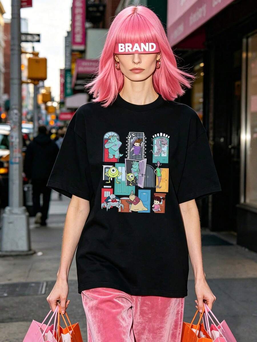 Camiseta de manga corta con cuello redondo suave y casual de verano para mujer, tops para salir, algodón, vintage, estilo callejero europeo y americano, casual deportivo, estilo unisex, estilo casual urbano, tops bonitos, Gen Z, curvas, ropa Y2K, camisetas divertidas, tops para damas, conjuntos de vacaciones para mujer, top lindo, camiseta gráfica, conjuntos de primavera, camisetas holgadas, ropa de calle retro, estilo de los 90, estilo de los 2000, subcultura, top negro, tops blancos, atuendo de fiesta de los 90. Blanco - Negro - Ver 1