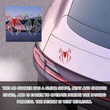 2PCS 3D Spider Emblem Stickers Rust-Proof  Metal Decals For Car Exterior Decoration, Ideal For Bumper, Hood, Fender Window, Silver Finish With Durable Adhesive - Màu đỏ - Xem 5