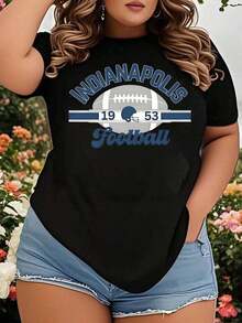 Camiseta Deportiva Retro Clásica GraphicIndianapolis Football 1953 para Mujer, Talla Grande, Casual de Verano, para Fanáticos del Fútbol, Ropa con Espíritu de Equipo - Negro - Ver 7