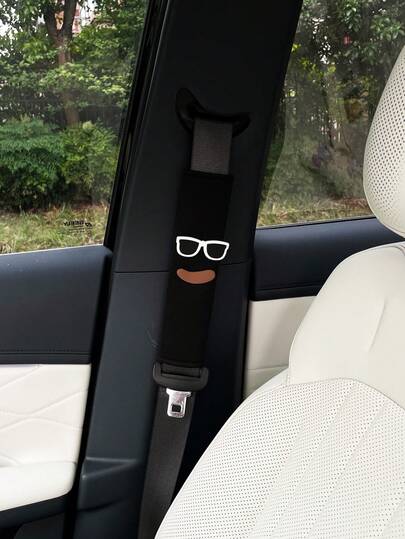 1pc Funny Eyeglasses Car Seat Belt Shoulder Pad, Creative Interesting Car Safety Belt Protector, Neck Saver Cushion, Auto Interior Accessory