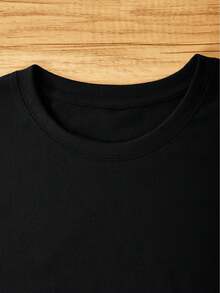 Women's Vintage-Inspired Geometric Print T-Shirt - Casual Crew Neck, Short Sleeve, Polyester Blend, Machine Washable - Perfect For Summer - Black - View 4