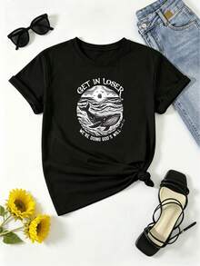 Una camiseta de mujer de manga corta, holgada, moderna, retro y elegante, adecuada para actividades al aire libre en primavera y verano, informal, a la moda y elegante.|Camiseta casual de manga corta y cuello redondo, con estampado "Únete a nosotros, estamos cumpliendo la voluntad de Dios" y diseño de ballena oceánica + lavable a máquina + perfecta para el verano y el uso diario + regalo ideal para amigos y familiares + enviada desde almacén local.blusas para mujer,blusas casuales para dama,tops,, mujer premium,y2k,playeras de mujer curvy,ofertas y liquidaciones ropa mujer,playeras deportivas para mujer,,playeras de hombre, mujer,blusas>elegante PMCY - Negro - Ver 1