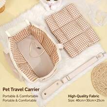 Bolsa Transportadora de Gato de Alta Qualidade no Estilo INS, Bolsa Portátil com Tela Respirável, Bolsa Transportadora de Animais de Estimação com Alça e Tiracolo Adequada para Cachorros Pequenos - Bege - Visão 4