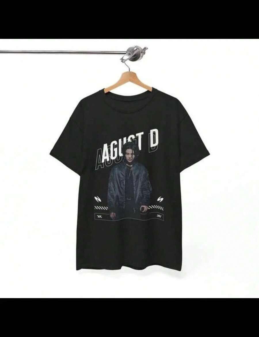 Women's Casual T-Shirt With Fashion Min Yoongi Print Yoongi Plush Yoongi Sticker Agust D Agust D D-2 Agust D Sticker Agust D Merch Agust D Shirt Agust D Poster Sweatshirt Agust D Setcamisetas Mujer - Black - View 1