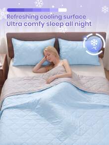 1 buah Selimut Pendingin Biru Langit, Seprai, Perlengkapan Tidur, Dekorasi Kamar Tidur, Selimut Pendingin Udara, Perlengkapan Tidur Musim Panas Ringan, Sepenuhnya Bernapas dan Sejuk, Lembut dan Nyaman, Cocok untuk Semua Ukuran Kasur, Sempurna untuk Penggunaan di Rumah dan Asrama, Bantal dan Sarung Bantal Tidak Termasuk - Biru langit - View 10