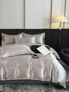 Bộ chăn ga gối 3 món dệt jacquard mềm mại (1 vỏ chăn + 2 vỏ gối), thích hợp cho phòng ngủ và phòng khách. - Xám - Xem 6