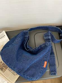 Túi đeo vai denim đa năng | Túi xách Hobo màu xanh nhạt với dây đeo điều chỉnh được | Dung tích lớn | Du lịch/Công sở/Cuối tuần - Nhiều màu - Xem 4