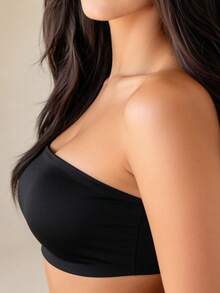Temptuelle Women's Seamless Strapless Bralette, Wireless Soft Comfortable Intimate Apparel, Skin-Friendly Elastic Camisole Vest - Black - View 3