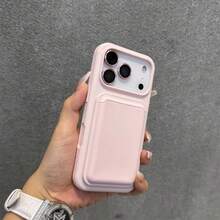 Ốp lưng điện thoại silicon cao cấp tích hợp sạc không dây từ tính và ngăn đựng thẻ, tương thích với iPhone 17Pro Max 17Pro 17 16 15 14 13 12 11 Pro Max 16 15 14 Plus. - Hồng - Xem 1