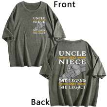 Uncle And Niece Matching The Legend The Legacy T-Shirt,Double-Sided Printed Unisex T-Shirt, Vintage Streetwear Heavyweight Cotton Tee, Anime Manga Casual Daily Top, Ideal Gift For Anime Enthusiasts - 灰綠色 - 查看 6