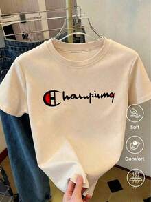 A Fashionable, Short-Sleeved, Round-Neck T-Shirt, Made In Mexico, For The Spring/Summer Season. Featuring A Cartoon Print, This Matching Set Is Suitable For Both Layering And Layering, Ideal For The Office And Casual Wear. Designed For Men And Women, It's Also Available As A Single Unit. A Great Gift Idea. Women's T-Shirt. Blouses > Elegant. Boho Chic. This Soft, Breathable, And Comfortable Women's Top Is Perfect For Spring, Summer, And Fall, Ideal For Vacations, Travel, And Everyday Wear. - 杏 - 查看 1