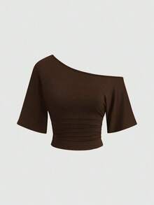 Nuevo conjunto de 3 piezas ajustado con hombros descubiertos, estilo sexy europeo y americano.Camiseta de unicolor versátil y casual para mujer, adecuada para primavera/verano, uso diario, ir al trabajo, citas - Multicolor - Ver 3