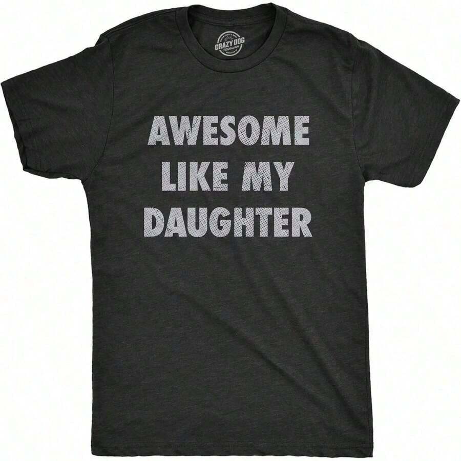 1 pieza "Increíble como mi hija" Camiseta Divertida para el Día del Padre para Hombres |       Camiseta Gráfica "Padre Orgulloso de Niñas" |       Camiseta casual de manga corta con cuello redondo |       Regalo Perfecto Para Padres Con Hijas |       Camiseta de Algodón 100% para Papá Genial y Humorístico, 180g de Algodón 100% - Negro - Ver 1