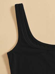 Top tank corto unicolor - Negro - Ver 4