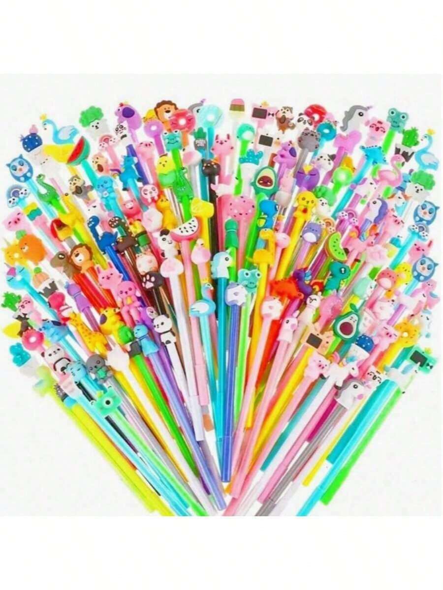 5/10/15/20/30 buah Pulpen Bentuk Hewan Kartun, Ujung 0,5mm Pulpen Kartun untuk Menulis Halus, Kartrid Tinta Hitam Isi Ulang, Tutup Plastik Bulat dengan Desain Dapat Diklik, Berbagai Bentuk Kreatif, Banyak Pilihan - MultiWarna - View 1