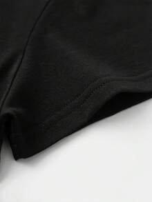 Women's T-Shirt With Round Neck And Anime Letter Print, Simple Design, Comfortable And Breathable, Suitable For Casual Daily Wear, Showing A Natural And Elegant Style, A Must-Have For Summer Parties, Local Shipping, Plus Sizes. - Black - View 4