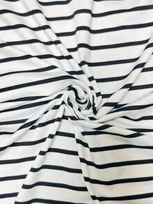 YHHFranclia Nuevo vestido de verano/primavera de estilo vintage con rayas, cuello en V, cintura con torsión, ajuste ceñido, diseño con sentido, estilo casual retro, adecuado para uso diario, ir al trabajo, vacaciones, fiestas y otras ocasionesYHH - Blanco y Negro - Ver 8