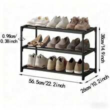 Estantería para zapatos de 3 niveles que ahorra espacio - Fácil de montar, estantería de almacenamiento multifuncional adecuada para pasillo, armario y garaje, construcción duradera de plástico/metal, se adapta a varios tamaños de habitación - Multicolor - Ver 12