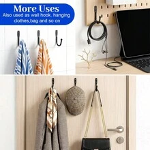 4 piezas Sujetacortinas negros - Ganchos de metal montados en la pared de fácil instalación para decoración del hogar, almacenamiento en la cocina y el baño - 4 piezas - Ver 5