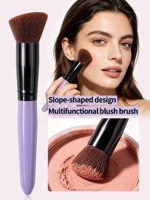 1 cọ tán má hồng hình dốc, cọ trang điểm đa năng, cán gỗ màu tím, dùng để tán má hồng, phấn tạo khối và phấn bắt sáng. - Màu Lilac Tím - Xem 3