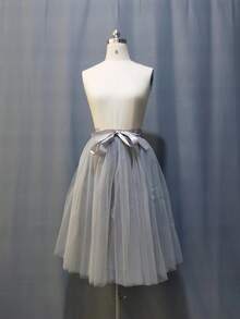 65cm 4-Layer Tulle 1-Layer Lining Petticoat With Decorative Waist Belt - Multicolor - View 7