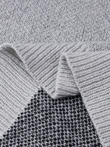 Modcrash Men's Fashion Letter Pattern Knit POLO Shirt, Simple Versatile Turn-Down Collar Long Sleeve Sweater, Suitable For Daily Casual And Office Commute Fall/Autumn/Winter - Grey - View 9