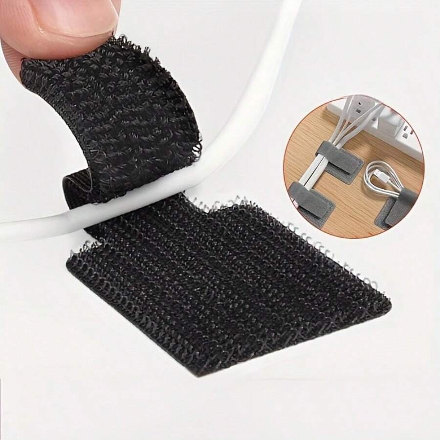 10/30pcs Heavy Duty Adhesive Hook And Loop Wire Organizer, Detachable Cable Ties Fastener For Wire Management And Organization
