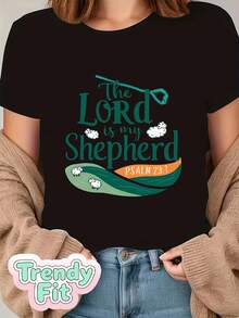 Highland Cow Print T-Shirt With Green Sunglasses And Shamrock, Casual St. Patrick's Day Themed Shirt, Elegant Blouses For Women. - 黑色 - 查看 1