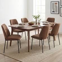 Chairus Modern Dining Chairs Set Of 2 Upholstered Kitchen Chairs In Chenille With Metal Legs For Dining Room/Kitchen/Bedroom - Brown - View 3