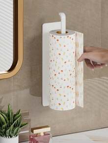 1pc Modern Kitchen Paper Towel Holder - Hanging Under Cabinet Roll Dispenser, Space-Saving Vertical Storage Rack, Self-Adhesive Wall Mount Design, Plastic Structure, Bathroom Accessory, Suitable For Commercial And Residential Use, Essential For Small Apartments, Kitchen Accessories, Kitchen Storage, Tissue Holder - Multicolor - View 5