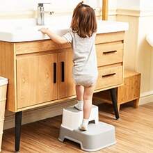 Taburete de baño para niños pequeños, para entrenamiento de orinal, taburete de inodoro, antideslizante , 2 paquetes - rosa - Ver 2
