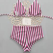 New Two-Piece Bikini With Decorative Stripes For Beach Photoshoots 2026 - Flower - View 3