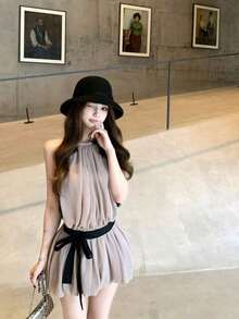 Women Short Dresses - Apricot - View 6