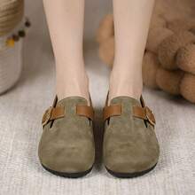 Zapatos para Mujer Suecos Planos con Hebilla de PU Zapatos Cómodos de Mujer Flats de Dama Estilo Casual - Verde - Ver 2