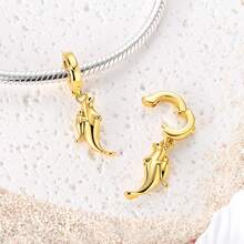Mặt dây chuyền mạ vàng 18k thuộc bộ sưu tập mùa hè, phù hợp với vòng tay, đính đá CZ, hình dấu chân thú cưng đại dương, máy ảnh, cá mập, cá heo, sao biển, vỏ sò, ba mặt dây chuyền hình sinh vật biển. Món quà hoàn hảo cho phụ nữ và người yêu động vật. - Vàng - Xem 4