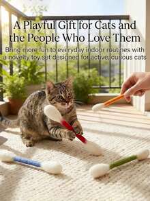 1/6pcs 6 Colors Interactive Cat Teaser Wand, Indoor Boredom Relief Cat Toy, Large Size Cat Kicking Game, Suitable Gift Accessory For Cat Lovers - Multicolor - View 3