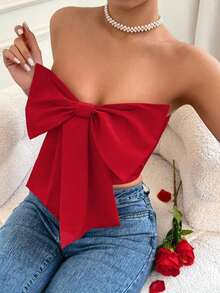 Top corsé con lazo - Rojo - Ver 7