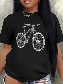 Lightweight And Durable Short-Sleeved Polyester T-Shirt With A Mountain Bike Design, Suitable For Outdoor Activities, Perfect For Casual Wear By Cycling Enthusiasts. - Black - View 7