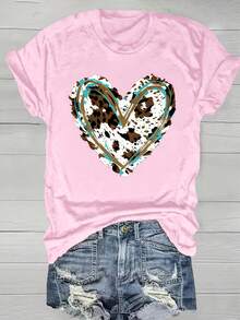 Camiseta Estampada de Moda para Mujer de Tallas Grandes, Cuello Redondo, Estilo Casual, Ligera y Transpirable, Adecuada para Primavera y Verano - Básica y Versátil - Negro - Ver 9