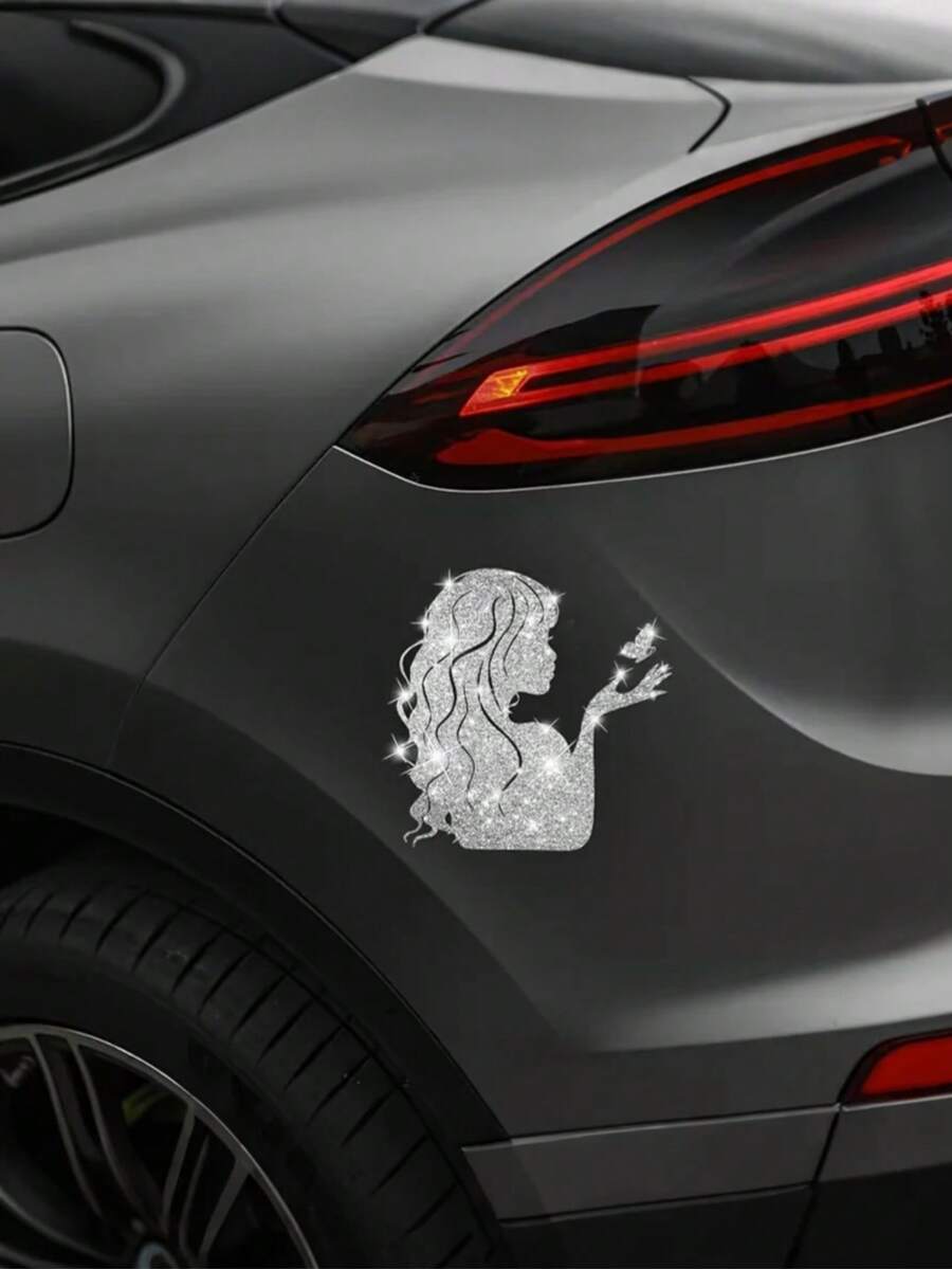 Beautiful Butterfly Car Decal – Sparkling Decorative Sticker For Cars, Window & Glass Decal, Ladies' Sticker, Butterfly Pattern, Car Body & Rear Decal, Cartoon Sticker, Laptop Sticker, Motorcycle Sticker - A - View 1