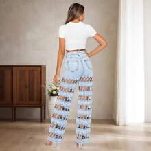 Women's New High Waist Ripped Jeans With Holes, Versatile Street Style - Light Blue - View 3