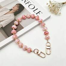 Tie Dye Heart Shaped Phone Lanyard, Versatile Anti-Lost Phone Strap, High-Quality Bag/Key Chain Accessory - Pink - View 5