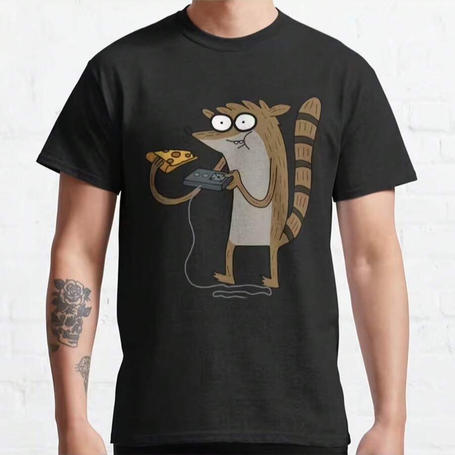 Printed T-Shirt For Men And Women - 黑色 - 查看 1