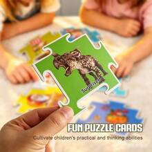 1pc Children's Paper Puzzle 40pcs Picture Cards Animal City Dinosaur Educational Early Learning Assembly Reading Study Book Suitable For Children 3+ Years Old Boys Girls Interactive Toy Christmas Gift - Multicolor - View 11