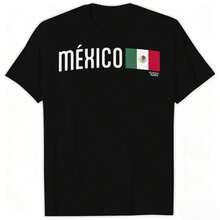 New 2026 Custom Football Merchandise, 180g Pure Cotton Crew Neck T-Shirt With Football Elements Print, Unisex Summer Basic Style, A Must-Have For Fans Of The Mexican Champion, Unisex. - 黑色 - 查看 3